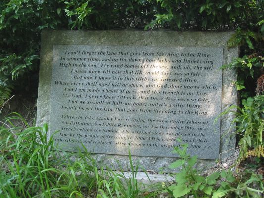 The poem carved in stone at Mouse Lane, Steyning